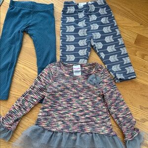 Lot of 3🌸 1 Nannette top 4t, 2 leggings Tea size 5, Hanna Andersson size 100/4US